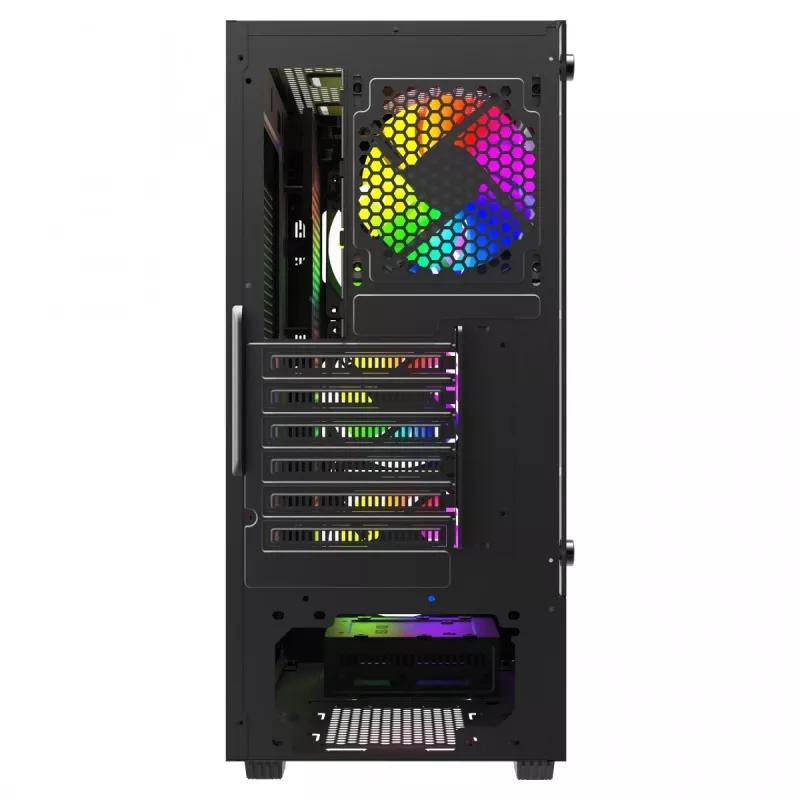 Savio Noctis Glass RGB Cube caja para PC, ATX/Micro-ATX/Mini-ITX, frontal de vidrio templado, ventiladores RGB, negra