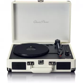 Tocadiscos de transmisión por correa Lenco TT-115CR crema — tocadiscos maleta, grabación USB, Bluetooth 5.0, 33/45/78 rpm