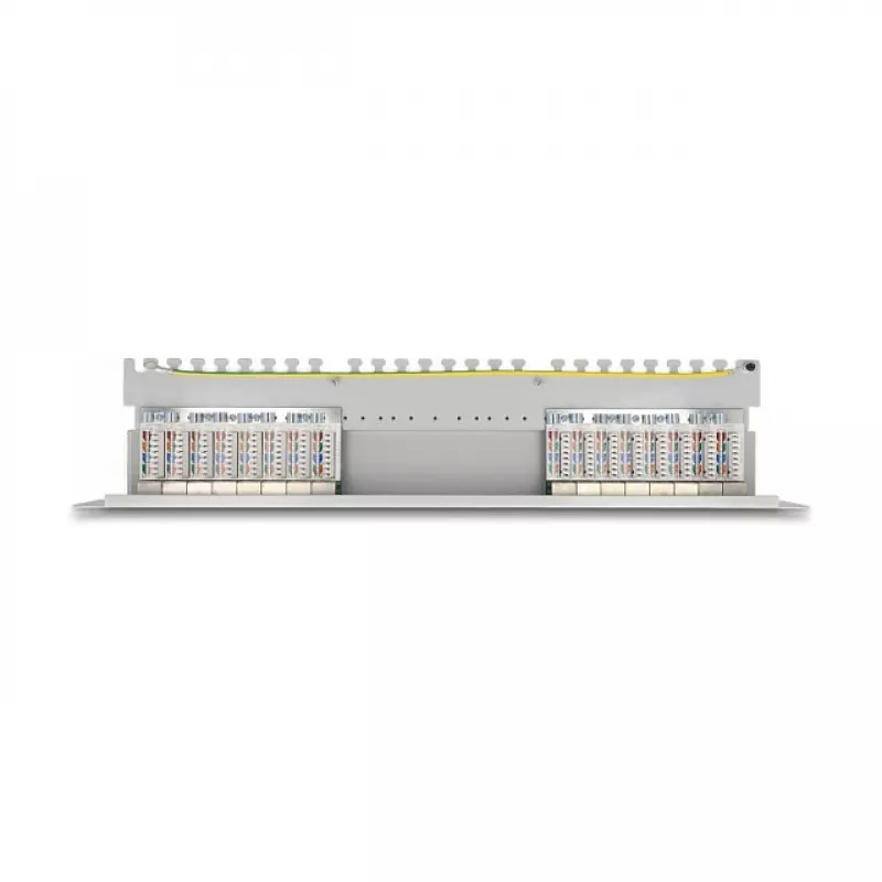 Panel de parcheo DeLOCK 19 inch 16 puertos Cat.6A 1HE gris metal rack
