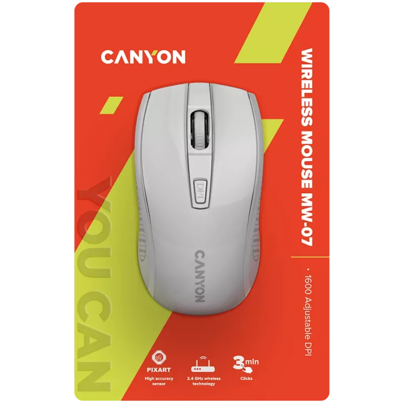 Ratón Canyon MW-7, para diestros, RF inalámbrico, óptico, 1600 DPI