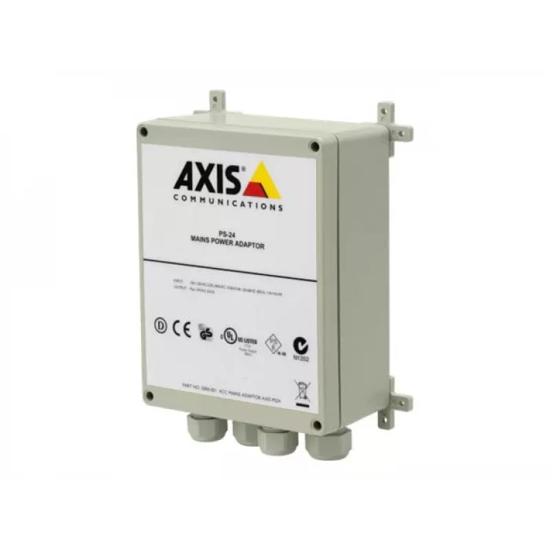 Fuente de alimentación AXIS 5000-001 para cámaras de vigilancia, 220–240 V a 24 V 0,4 A, blanca, 147×80×187 mm