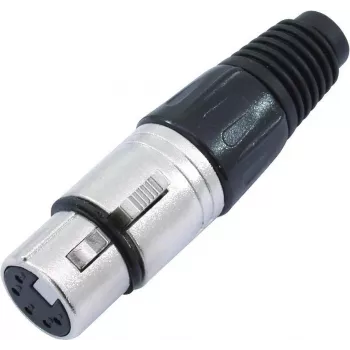 Conector XLR de 5 polos Omnitronic 30208425, negro, conector hembra de 5 polos para montaje en panel/cable