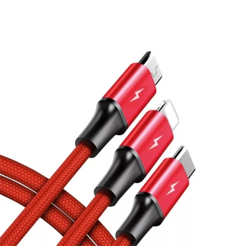Cable UNITEK C4049RD USB 1,2 m USB A USB C/Micro-USB B/Lightning rojo