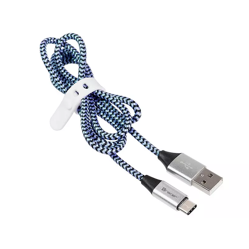 Cable USB Tracer TRAKBK46266 USB 2.0 1 m USB-C USB-A negro azul plata