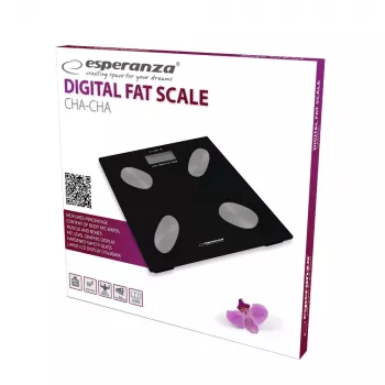 Báscula de baño electrónica ESPERANZA EBS022K — báscula digital de grasa, vidrio templado, 180 kg, IMC, memoria para 12 usuarios