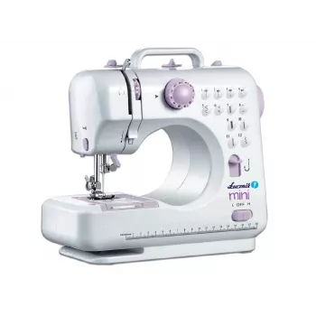 Máquina de coser semiautomática Łucznik Mini — eléctrica, 3 tipos de puntada, ojal de 4 pasos, brazo libre