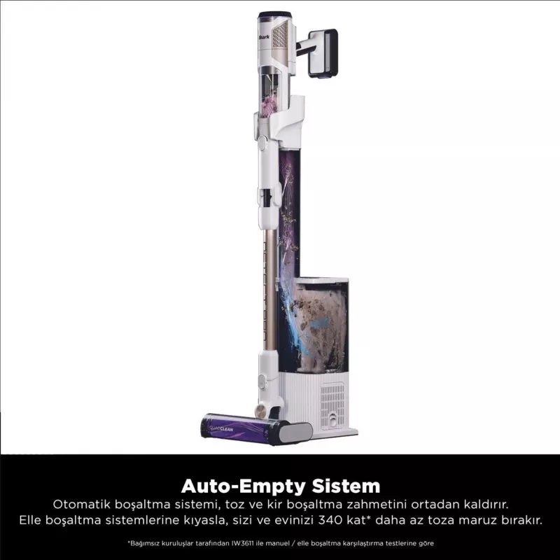 Shark Aspirador de escoba con batería Detect Pro IW3611EU con sistema de vaciado automático 2L 240 W Blanco y dorado