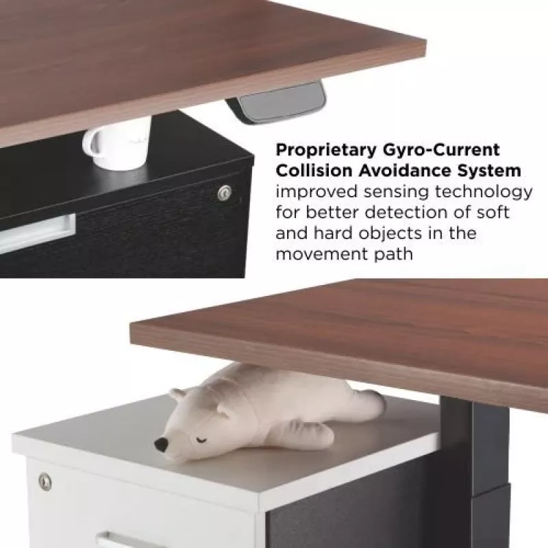 Mesa regulable en altura Up Up Bjorn Gray, tablero L Blanco