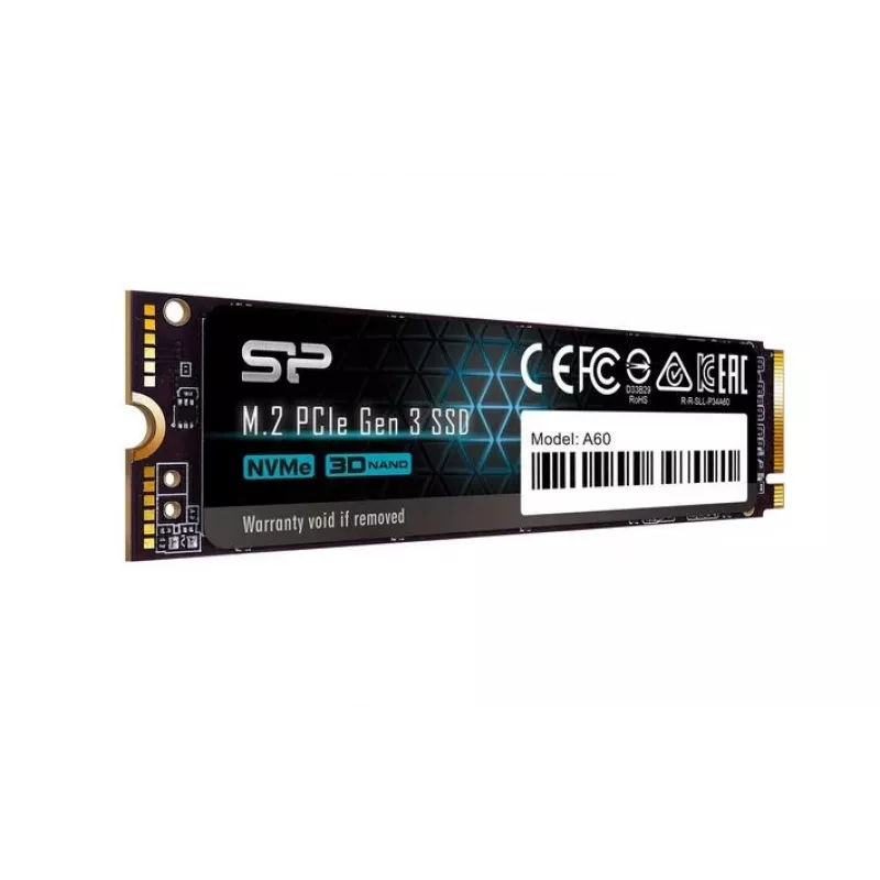 SSD M.2 NVMe Silicon Power P34A60 2 TB, PCIe 3.0 x4, lectura 2200 MB/s, escritura 1600 MB/s
