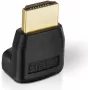 Adaptador HDMI helos BASIC 302028 — conector macho HDMI a conector hembra HDMI, en ángulo, compatible con 1080p