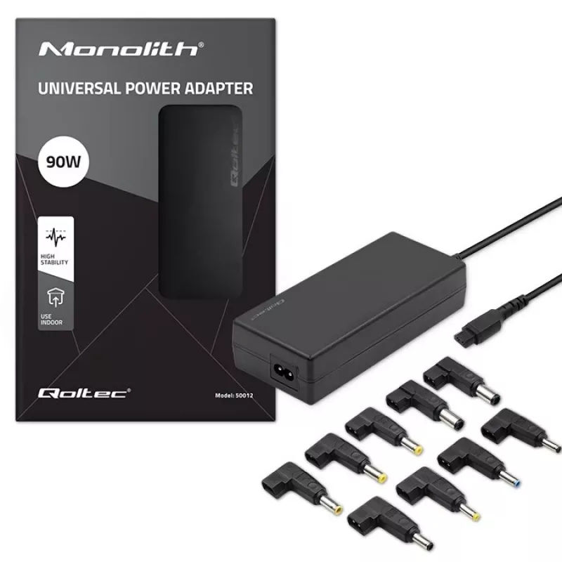 Fuente de alimentación universal automática Qoltec 50012 90W | 9 conectores | +cable de alimentación