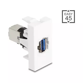 Módulo Keystone DELOCK 90910 – conector USB-A plano, blanco, 45×22,5×42,6 mm