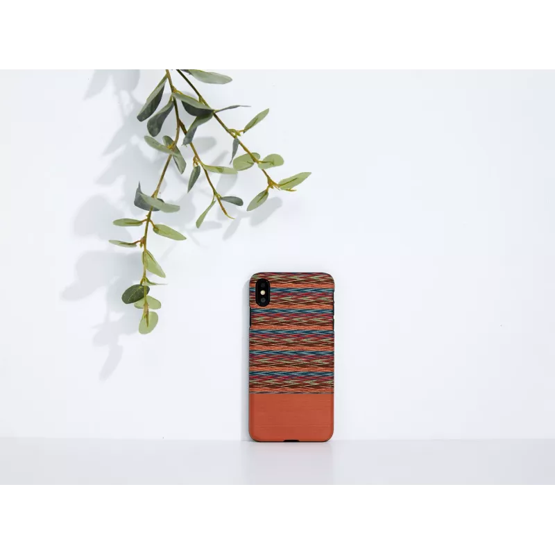 Funda para móvil man and wood para iPhone X/XS — cuadro marrón con detalles negros