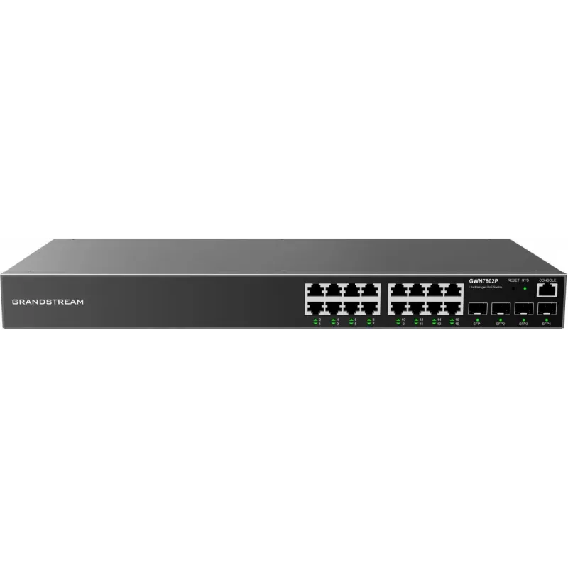 Switch gestionable Grandstream GWN7802P L2+ PoE+, 16x Gigabit, 4x SFP