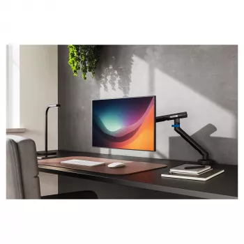 Soporte de monitor DIGITUS Single Design para pantallas de hasta 35 pulgadas, pinza, 10 kg, VESA 75x75–100x100, inclinación -45–90°