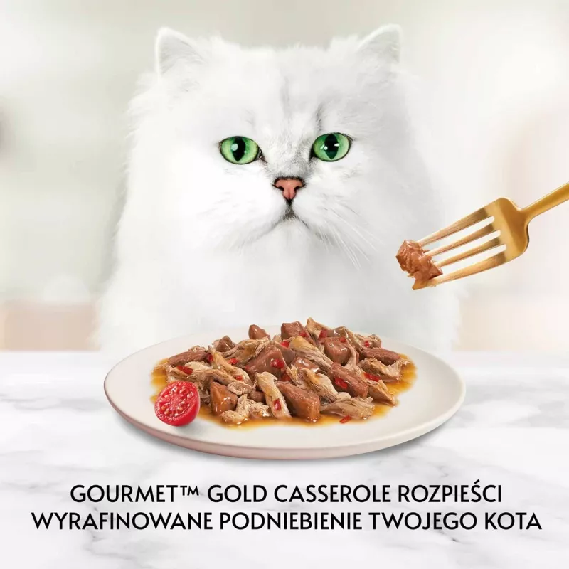 Alimento húmedo para gatos Gourmet (Purina) Gold 85 g – adultos, ternera y pollo