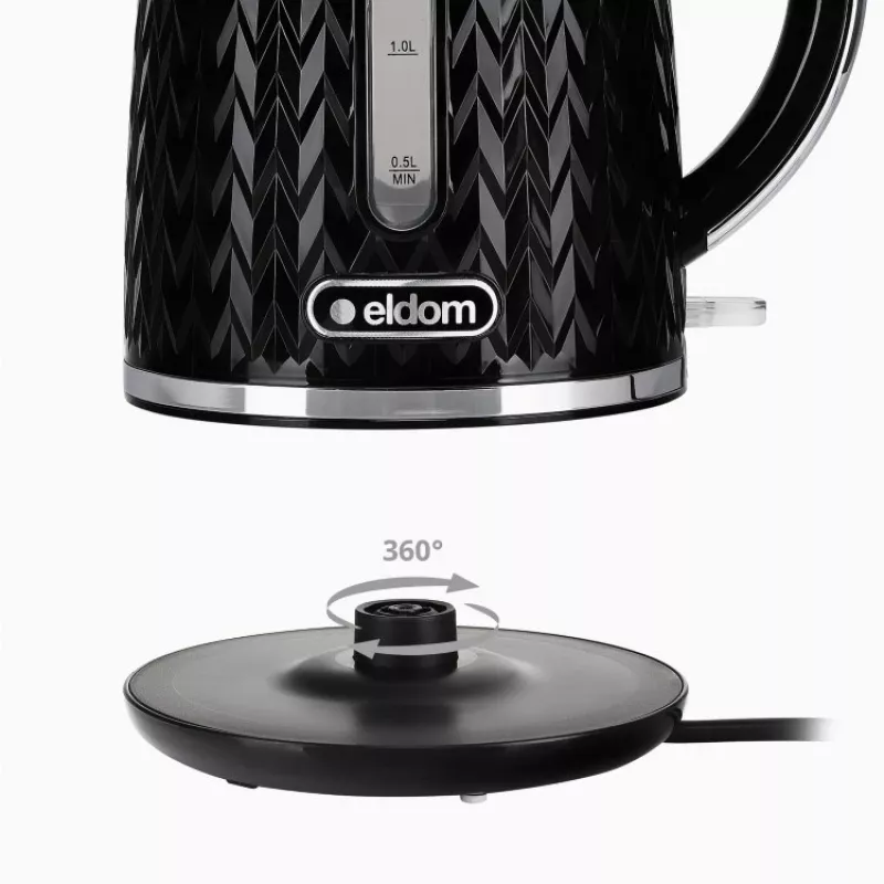 Hervidor de agua NELO, capacidad de 1,7 l, 2000 W, negro