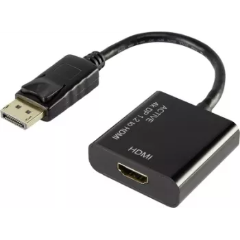 Convertidor de vídeo Renkforce DisplayPort a HDMI, modelo 1407508, negro