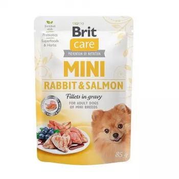 Comida húmeda para perros Brit Mini conejo y salmón 85 g — BRIT Care sin cereales, sin gluten, perros adultos razas pequeñas