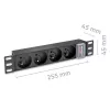 PDU de aluminio Qoltec para RACK de 10'' | 1U | 16A | 4xFRENCH | 1,8m