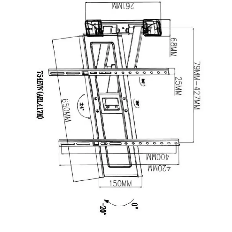 Soporte de pared para TV TB-754E 37-70 pulgadas 35kg máx VESA 600x400