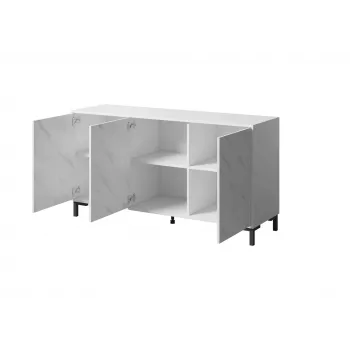 Cómoda MARMO 3D 150x45x80.5 cm blanco mate/mármol blanco