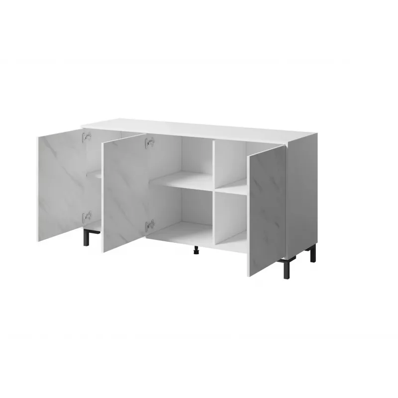 Cómoda MARMO 3D 150x45x80.5 cm blanco mate/mármol blanco