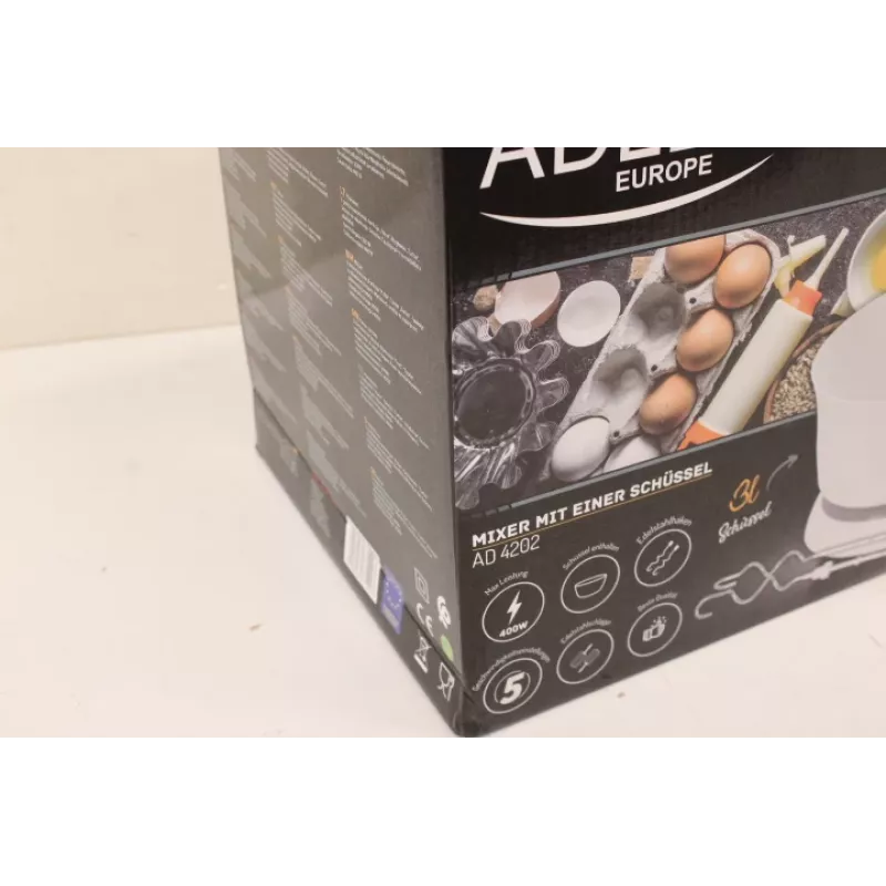 SALE OUT. | Adler | Batidora | AD 4202 | Batidora con bol | 300 W | 5 velocidades | Modo turbo | Blanca | EMBALAJE DAÑADO