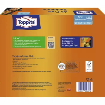 Papel de hornear Toppits para freidora de aire (12x20 cm)