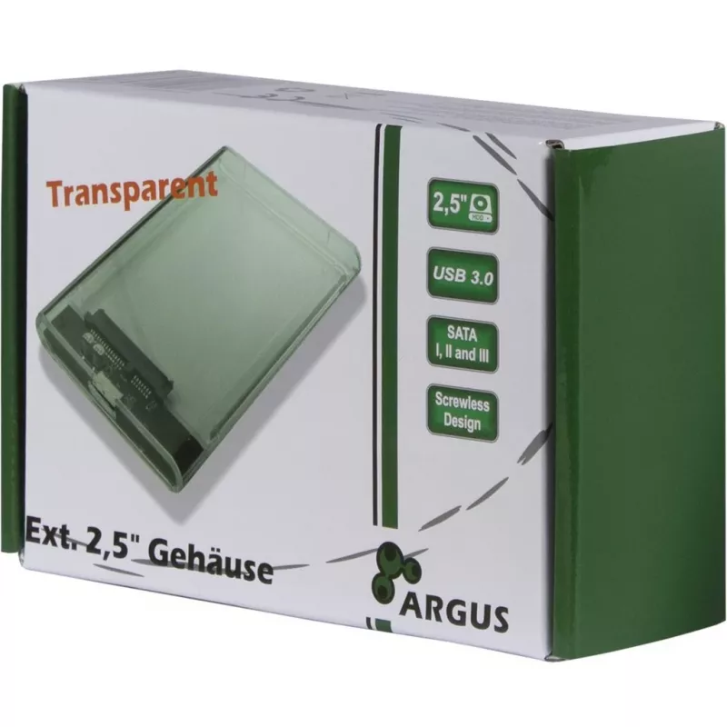 Carcasa HDD Argus GD-25000, USB 3.0, transparente