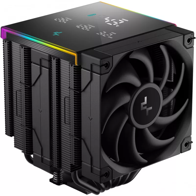 Ventilador de CPU DeepCool AK620 Digital PRO — ventilador de 120 mm, 1750 rpm, 25 dB, 12 V, compatible con LGA1700/AM5, negro