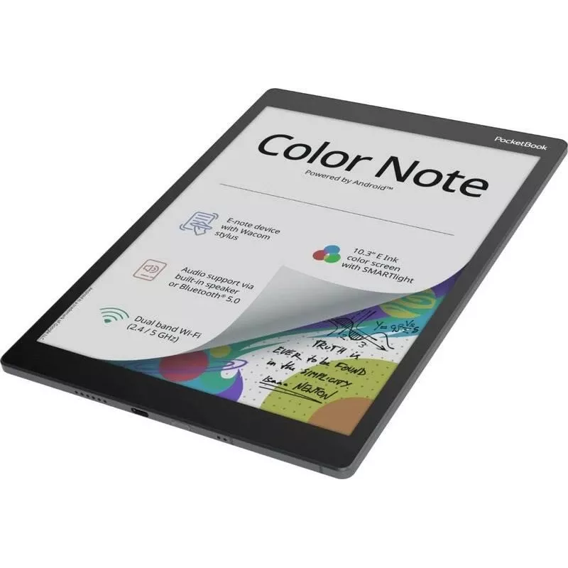 Lector de libros electrónicos PocketBook Color Note 10,3 pulgadas E Ink Kaleido, 32 GB, Wi‑Fi, pantalla táctil, negro/azul