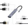 Gembird A-CM-COMBO5-02 dock para portátil/replicador de puertos USB con cable USB 3.2 Gen 1 (3.1 Gen 1) Type-C plata