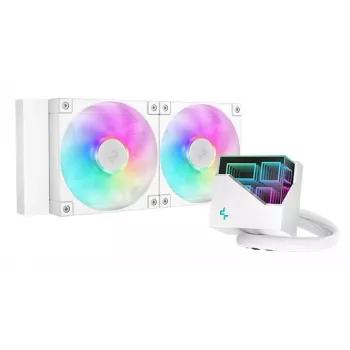Refrigeración líquida todo en uno DeepCool LT240 White — radiador de 240 mm, 2 ventiladores PWM de 120 mm (600–2400 rpm), tubos de 41 cm, para LGA1150