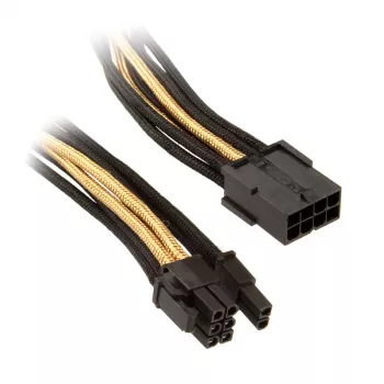Cable SilverStone PCI de 8 pines a PCIe de 6+2 pines, 250 mm – negro/dorado