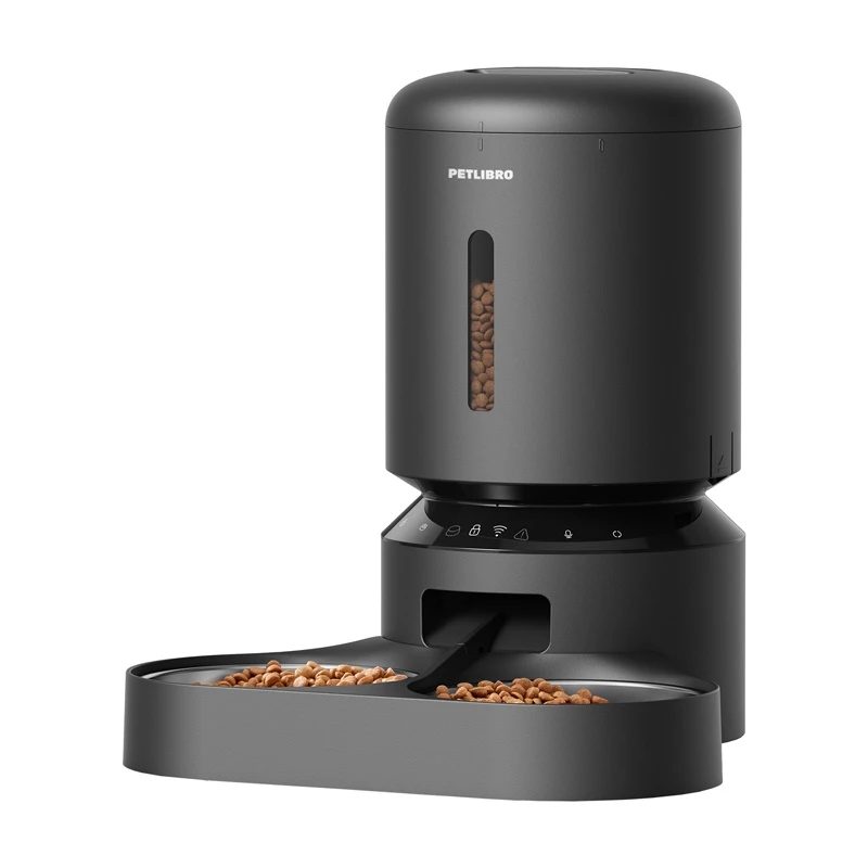 Comedero automático para mascotas Aptel Granary PL-AF103-36B, automático, 5 l, dos cuencos, WiFi (negro)