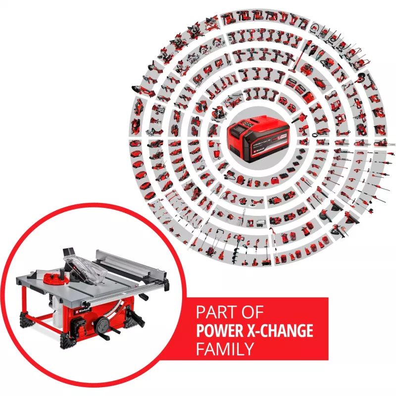 Sierra circular de mesa a batería Power X-Change TE-TS 36/210 Li-Solo, 36 voltios (2x18 V) (rojo, sin batería ni cargador)