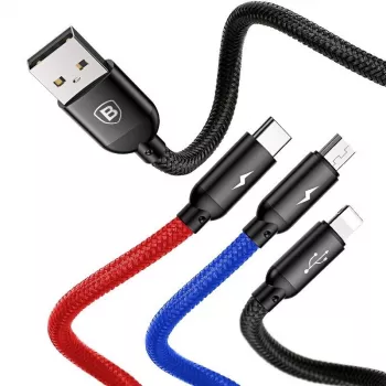 Cable USB BASEUS Colorfone CAMLT-BSY01 1,2 m USB A 3 x USB C negro, rojo, azul