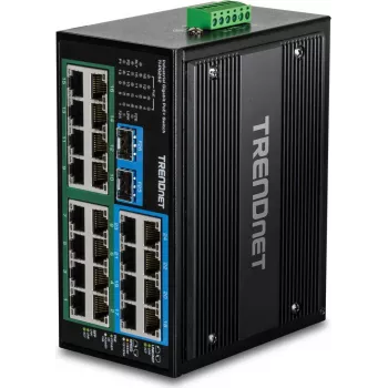 TRENDnet Switch industrial 26 puertos Gbit PoE+ metal carril DIN (TI-PG262)