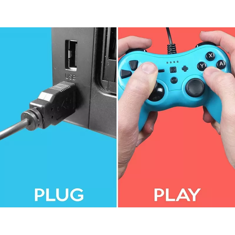 Mando con cable SUBSONIC SA5488-1 Neon Blue — para Nintendo Switch, conexión por cable