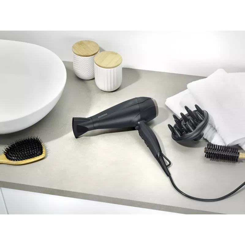 Severin HT 0167 secador de pelo, 2300 W, negro/plata