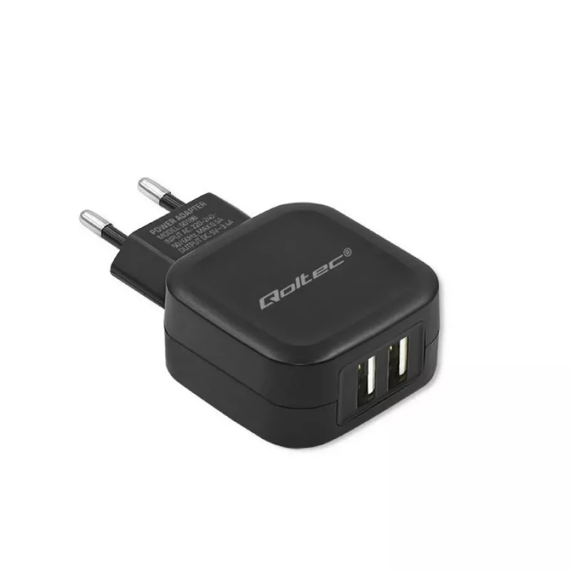 Qoltec 50188 Cargador para dispositivos móviles Portátil, Smartphone, Smartwatch, Tablet, Teléfono, Universal Negro AC, DC Interior