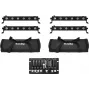Set de barras LED EUROLITE 4x LED BAR-6 QCL RGBW con 2 bolsas blandas y controlador