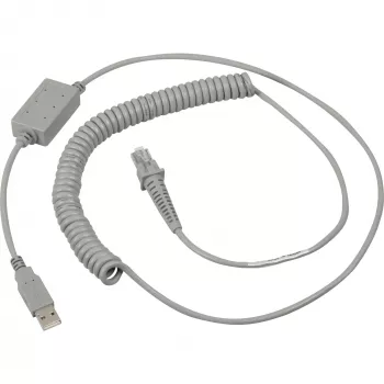 Datalogic Cable USB, cable de conexión USB en espiral, en espiral, Gris, 2 m, Compatible con todos los escáneres de mano (90A051922)
