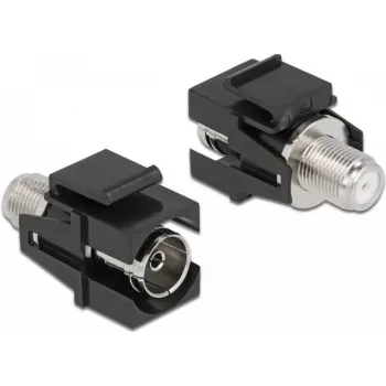 Módulo Keystone conector hembra IEC a conector hembra F negro DeLOCK 86855