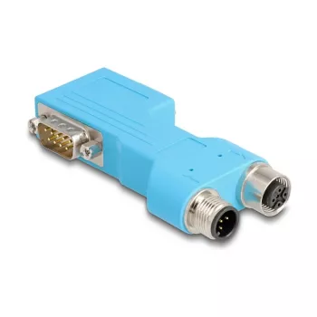 DELOCK distribuidor CAN-Bus D-Sub 9 conector macho/hembra a M12 de 5 polos codificado A 90° azul
