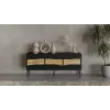 Mueble TV cama meble INSERTO 3D 143,5x40x61,5 cm negro con LED, parte superior de aglomerado