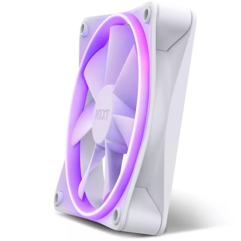 Ventilador de carcasa NZXT F120 RGB 120 mm blanco, 4 pines, 1800 rpm, 50,18 CFM, 18 LED