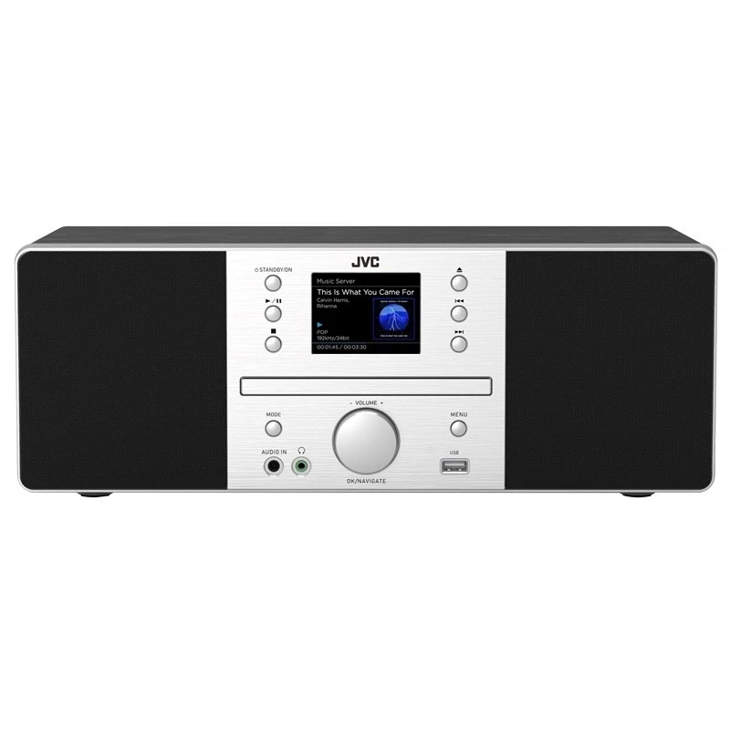 JVC RD-E874B Sistema de audio All-in-One, radio Internet/DAB+/FM, CD, Bluetooth, 20 W, negro