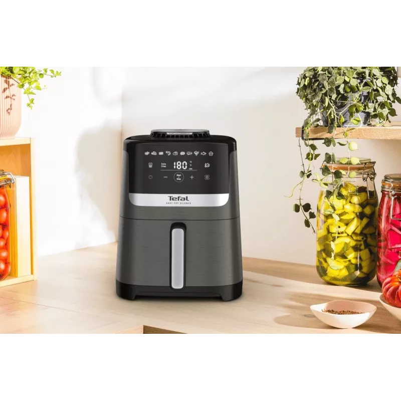 Freidora de aire Tefal Easy Fry Silence EY551HE0 individual 5 L de pie negra, gris, acero inoxidable